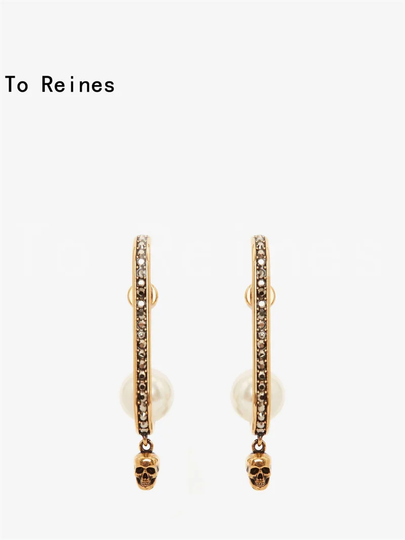 

Hot Brand Fashion Jewelry For Women Vintage Skull Party Earring Jewelry Punk Pearl Skull Dangle Drop Earrings