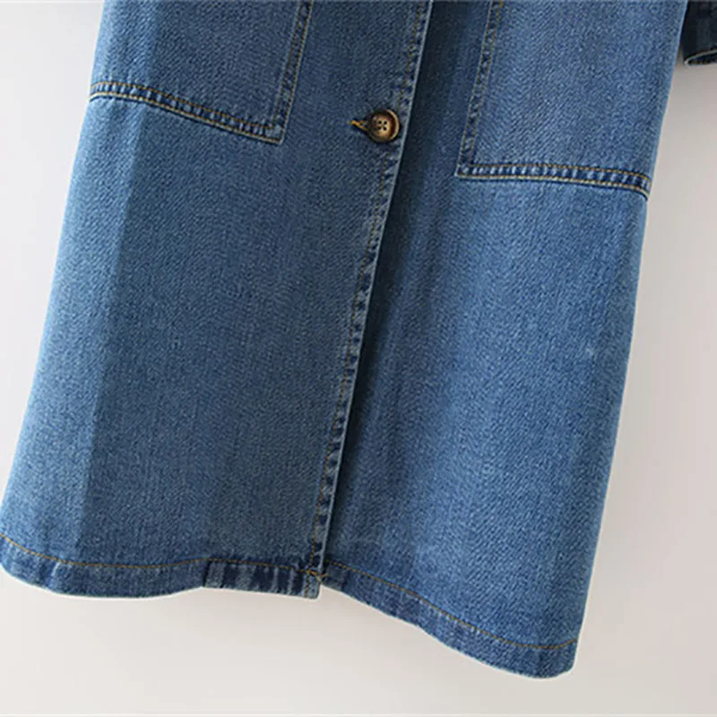 Тренчкот женский джинсовый в стиле оверсайз Длинная ветровка из хлопка