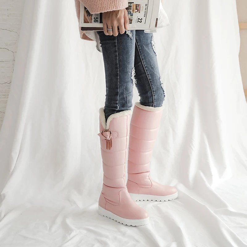 Женские зимние сапоги до колена с круглым носком на пуху|Зимние сапоги| |