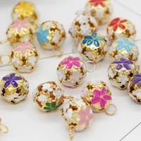 20pcs colorful jingle bells gold plated flowers shaped for party christmas decoration handmade accessories 14 18mm wholesale