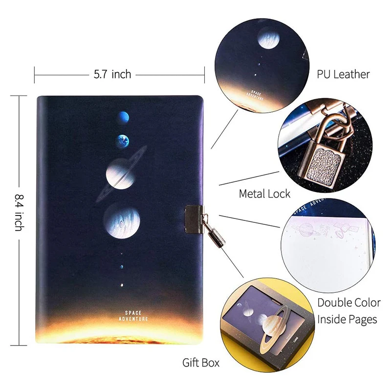 

Journal Diary Locking Diary with Keys,PU Leather Cover Journal A5 Secret Notebook, Gift for Adults,8.38 x 5.7Inch