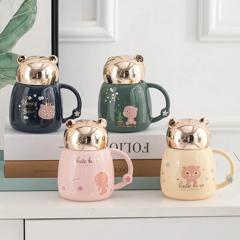 Керамическая Милая кофейная кружка с изображением медведя из мультфильма