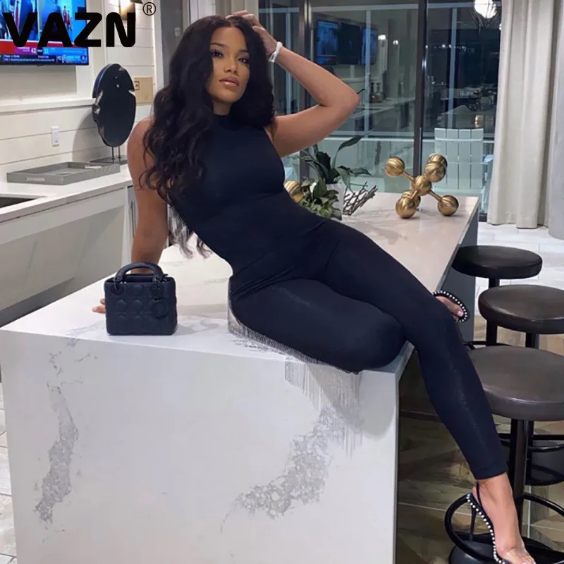 Женский Длинный спортивный костюм мягкий однотонный комбинезон-карандаш с