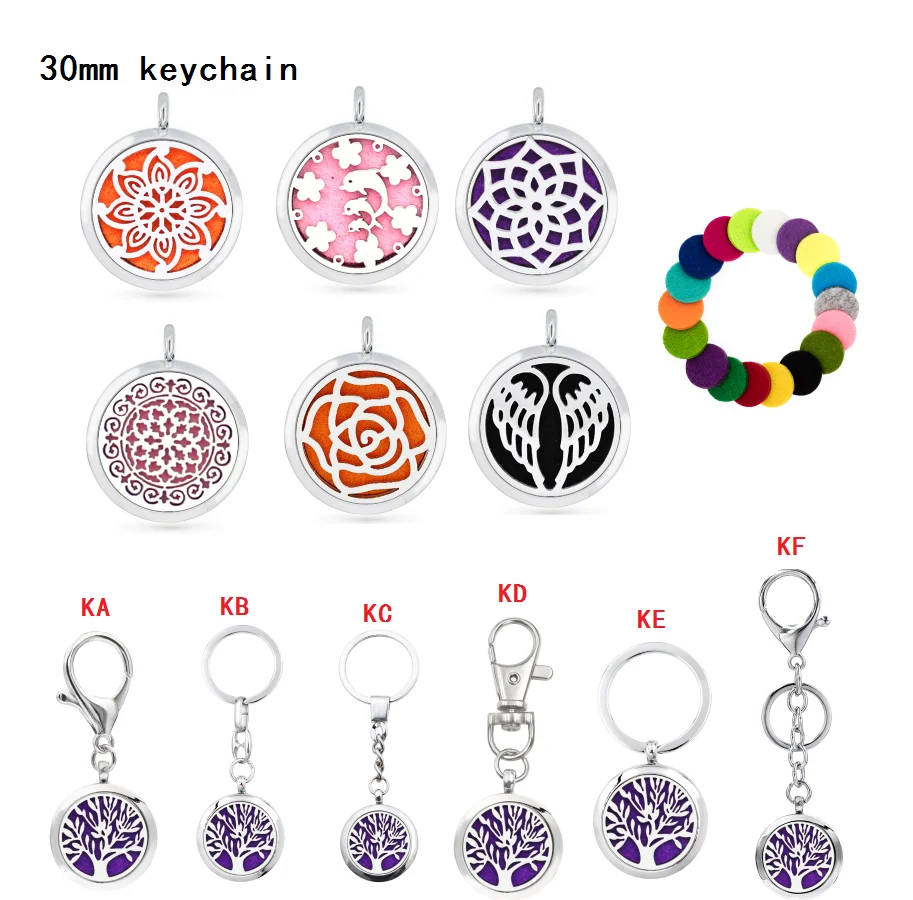 30 мм сплав эфирное масло ароматерапия брелок для ключей диффузор кулон подарок 5