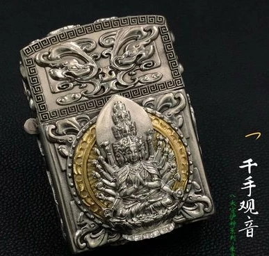 TH watch video 8 style Будда тиснение тибетский серебряный латунный 12 Зодиак Двусторонняя вращающаяся зажигалка с zpo вставкой - Цвет: 1