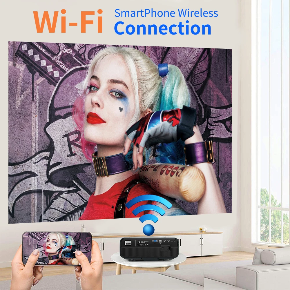 Домашний проектор Beamer беспроводной Airplay Full Hd 1080P разрешение домашний кинотеатр