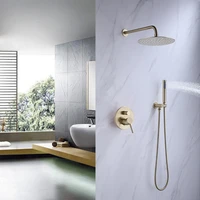brass brushed gold bathroom shower set rianfall shower head shower faucet wall mounted shower arm mixer water set