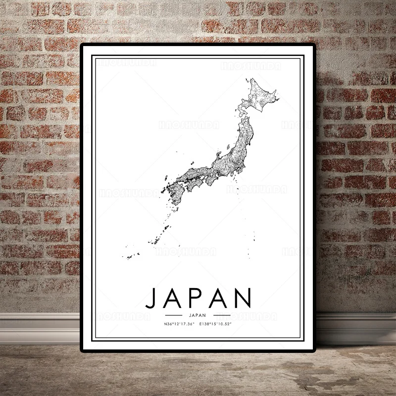 Японская Карта города настенная Картина на холсте скандинавские плакаты и