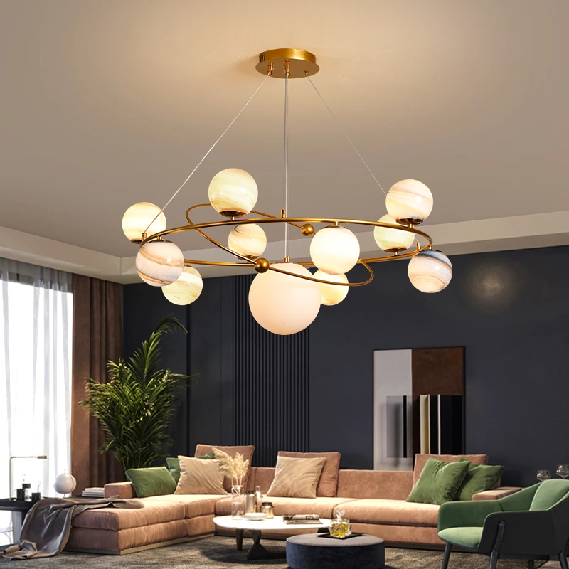 

Glass ball Romantic and warm lamp for Celling Chandelier Modern Decorative Led Lamps Living Room Lobby Hotel Light Fixtures