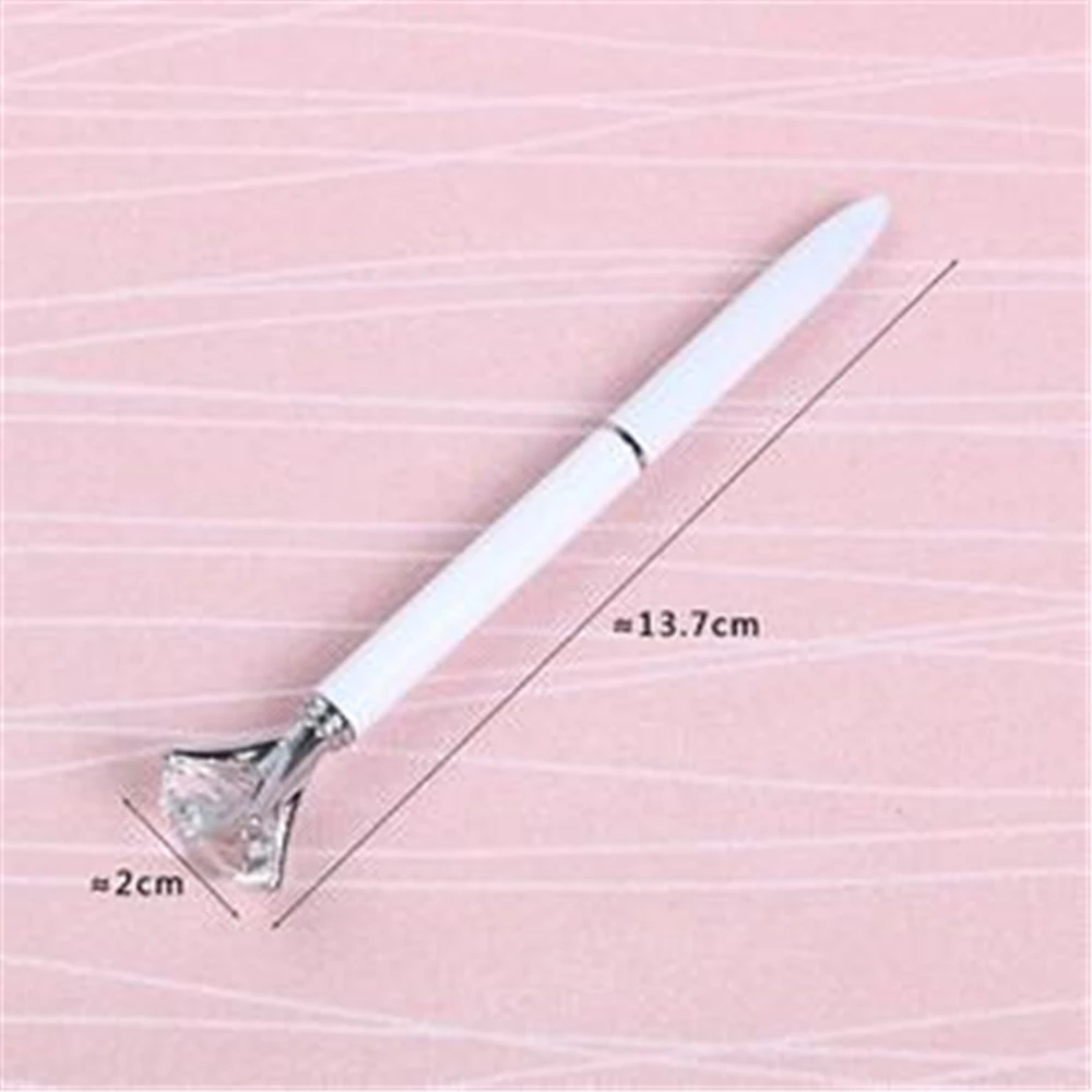 Кавайная шариковая ручка большая металлическая с крупными бриллиантами синяя и