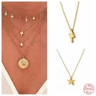 Женское колье из серебра 925 пробы, с подвеской в виде звезды, молнии и болта