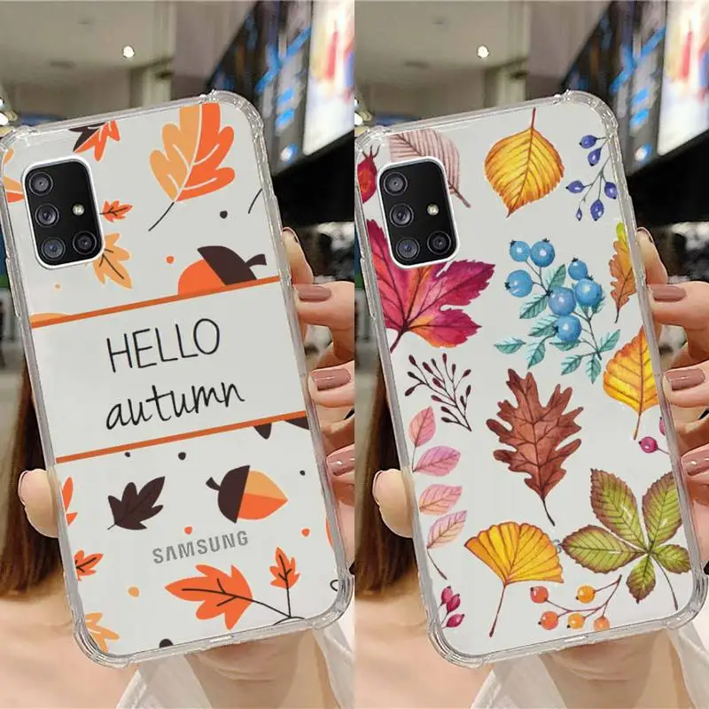 

Leave Fall Inspired Phone Case Transparent For Samsung Note A 7 8 9 10 20 50 51 71 90 20 11 81 e LITE Ultra PRO