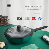 octagonal non stick frying pan german quality stove universal frying pan wok without oil smoke cookware kitchen cooking pot