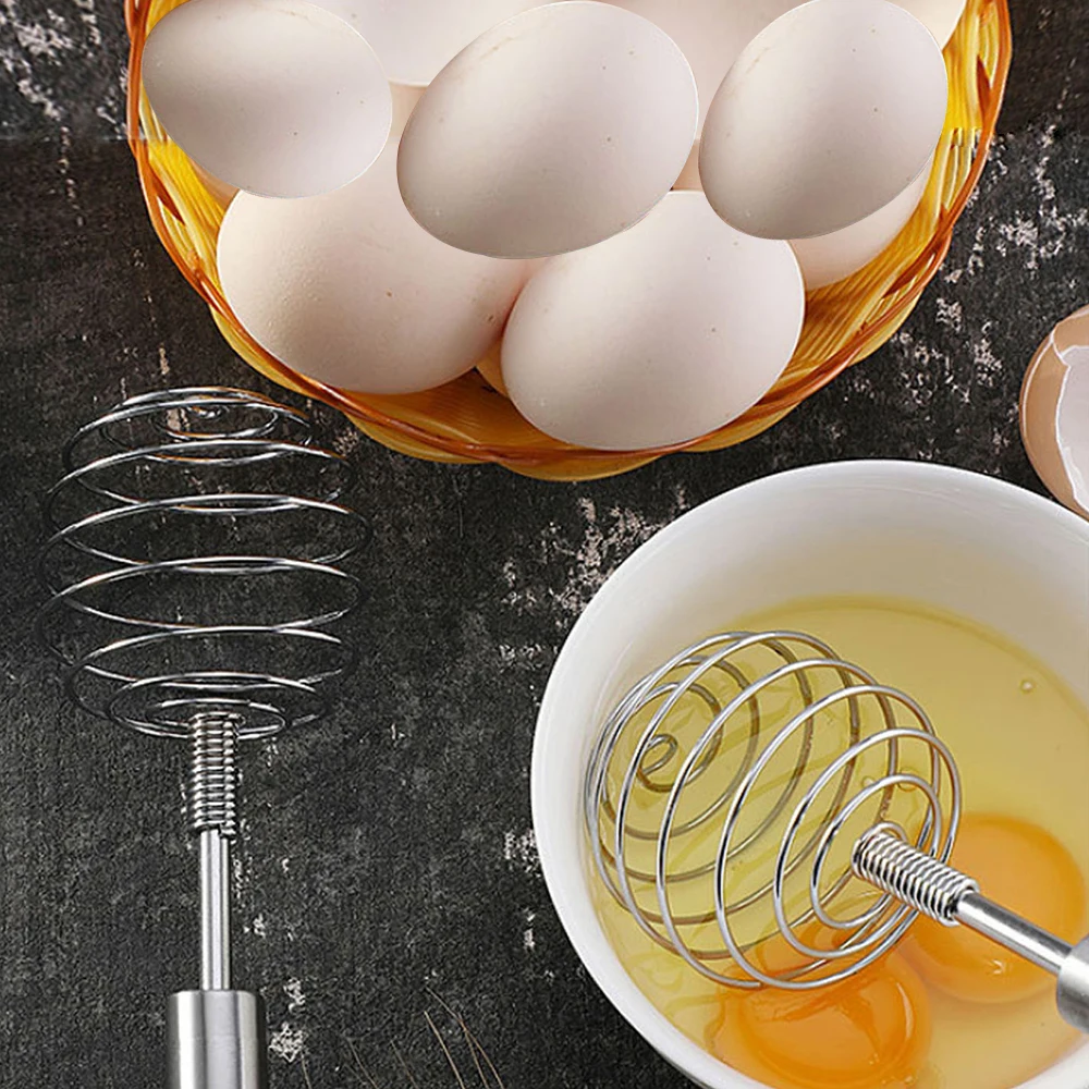 Stainless Steel Spiral shape Manual Whisk Frother Blender Egg Beater Stirrer Kitchen Tool Egg Tools Kitchen Gadgets