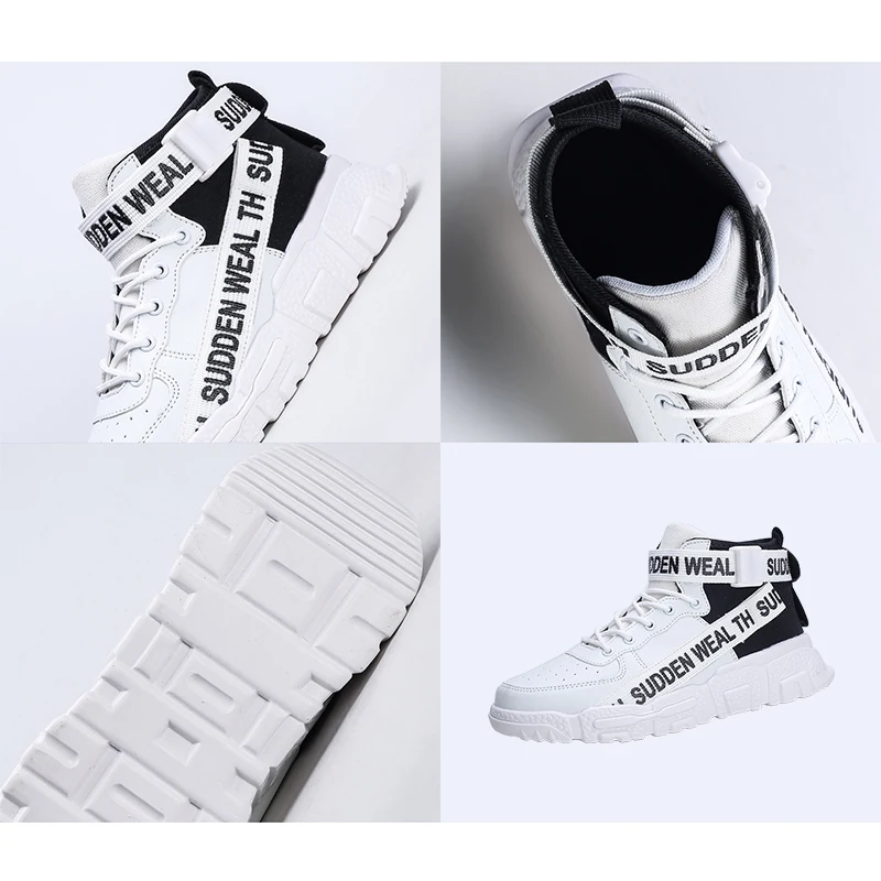 Men's Spring Autumn Fashion Leisure Casual Shoes Leather Lightweight Hiking Walking Running Sport Sock High-top Sneakers |