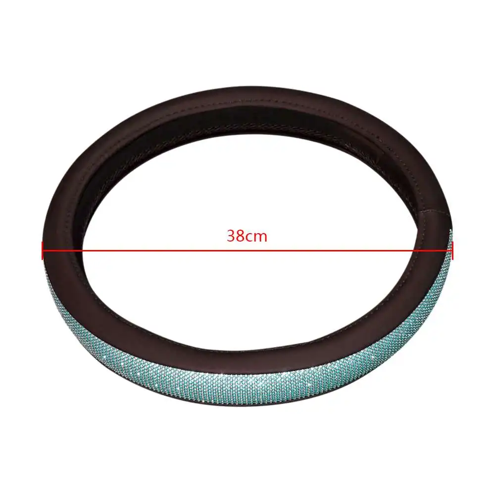 

Car Accessories Rhinestone Car PU Leather Bling Steering Wheel Covers For Women Girls Auto Accessories Case Car Styling