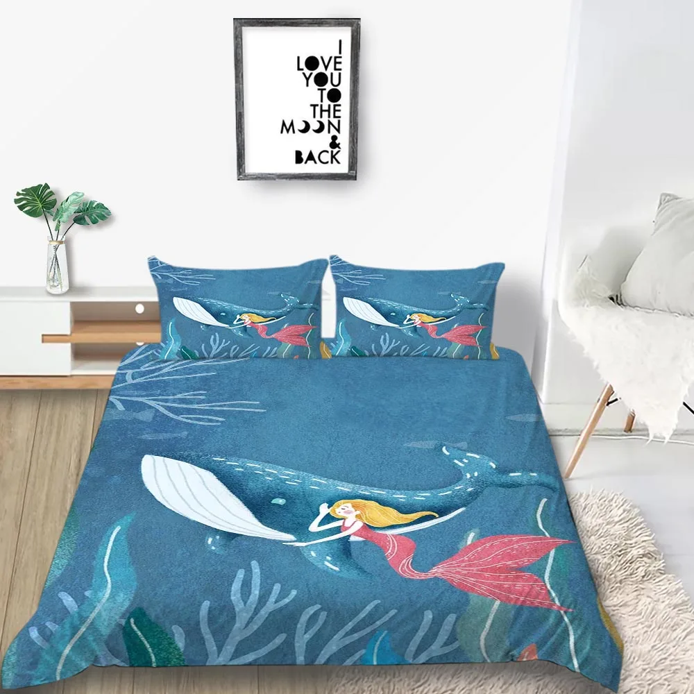 Комплект постельного белья с 3D-принтом русалка красивое очаровательное