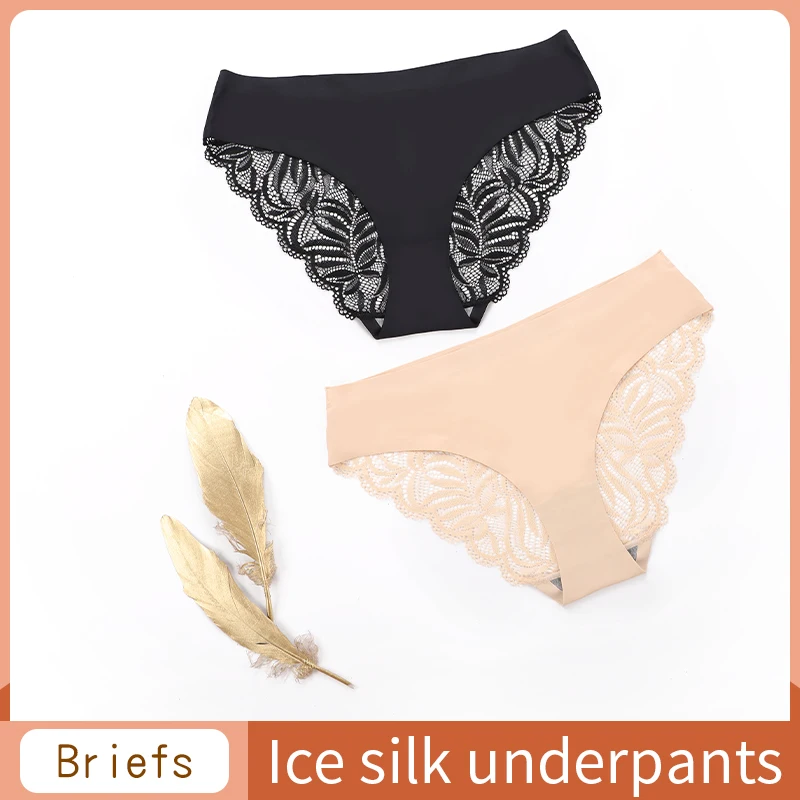 

2 предмета со средней посадкой однотонные гетры с кружевами из шелка, нижнее белье при менструации, трусы, сексуальное нижнее бельё Для женщ...