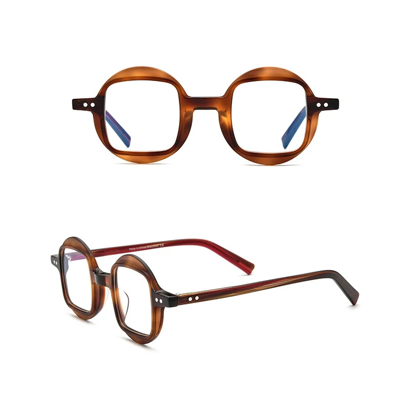 Belight Optical New Arrival Fancy Vintage Retro Round with Square Acetate Spectacle Frame Precription Lens Eyeglasses 9160