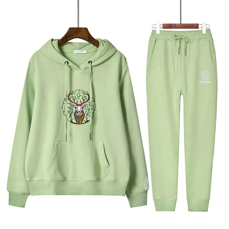 

Aachoae Women Tracksuit Pullovers Pants 2020 Autumn Winter Fleece Hoodies Set Solid Color Casual Long Trousers Outfits N30