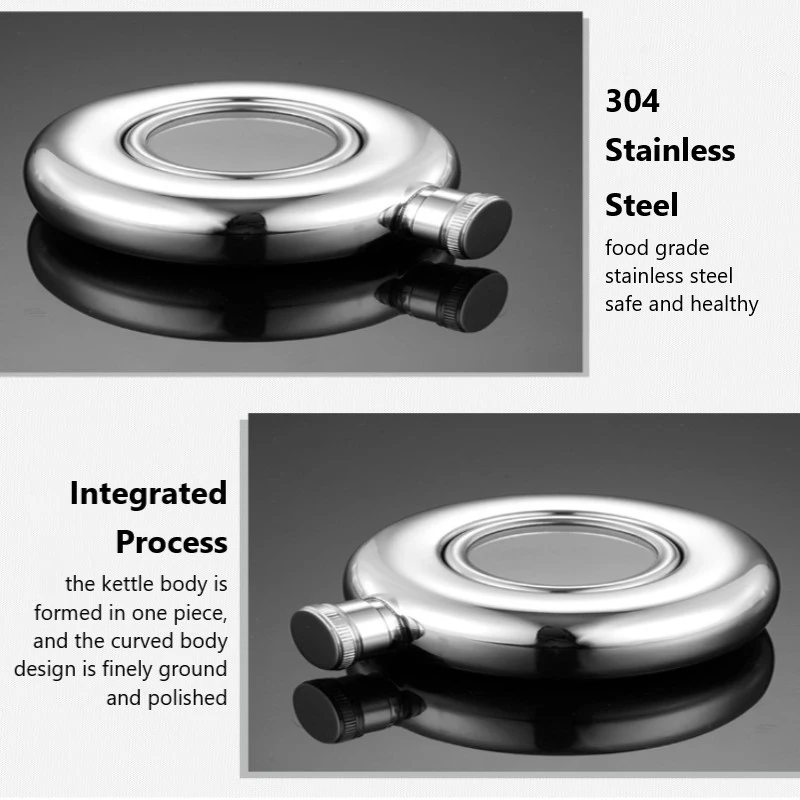 5 унций круглые полупрозрачные Нержавеющая сталь винных фужеров плоская Фляжка