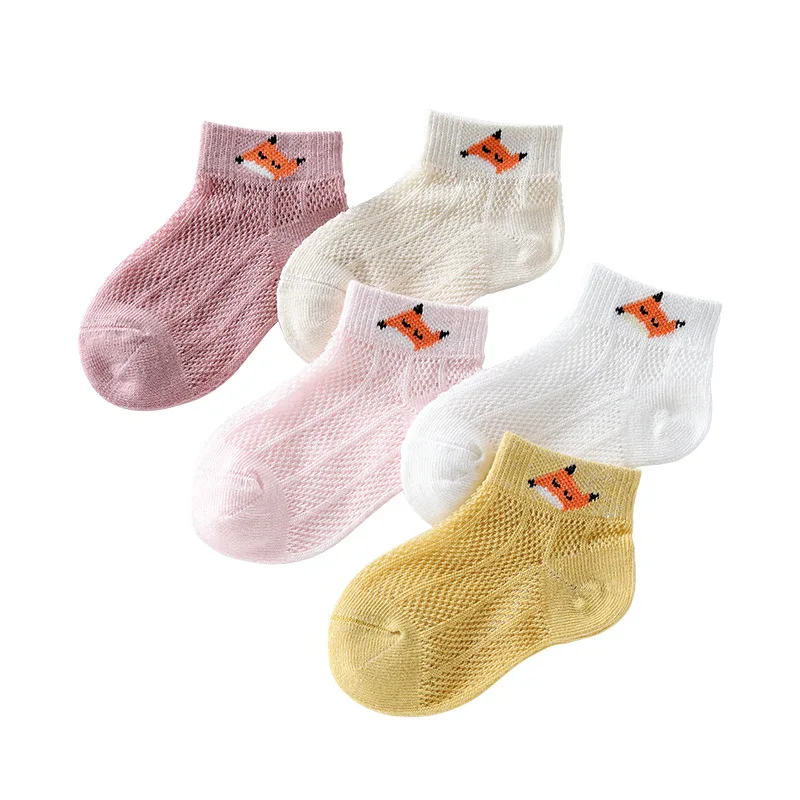

5 Pairs New Summer Children Socks Soft Thin Boys And Girls Baby Mesh Boat Socks Pure Cotton Breathable Class A Cotton Socks