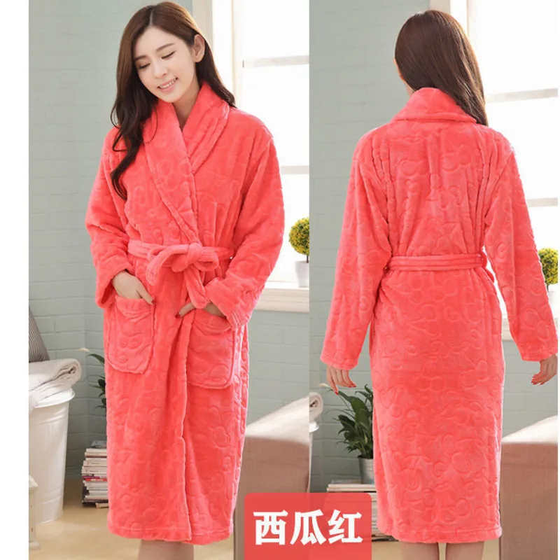 

Nightgown Plus Size Women Winter Thickened And Lengthened Bathrobe Flannel Couple Coral Velvet Sleepwear Kaftan Nightwear