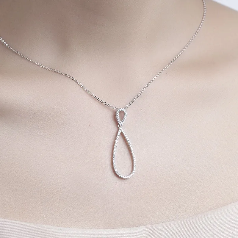 Этнические ожерелья для женщин из стерлингового серебра 925 с длинным блестящим подвесом и камнями зиркон 5a, подходят для свадебных торжеств и в качестве подарка для девушек.