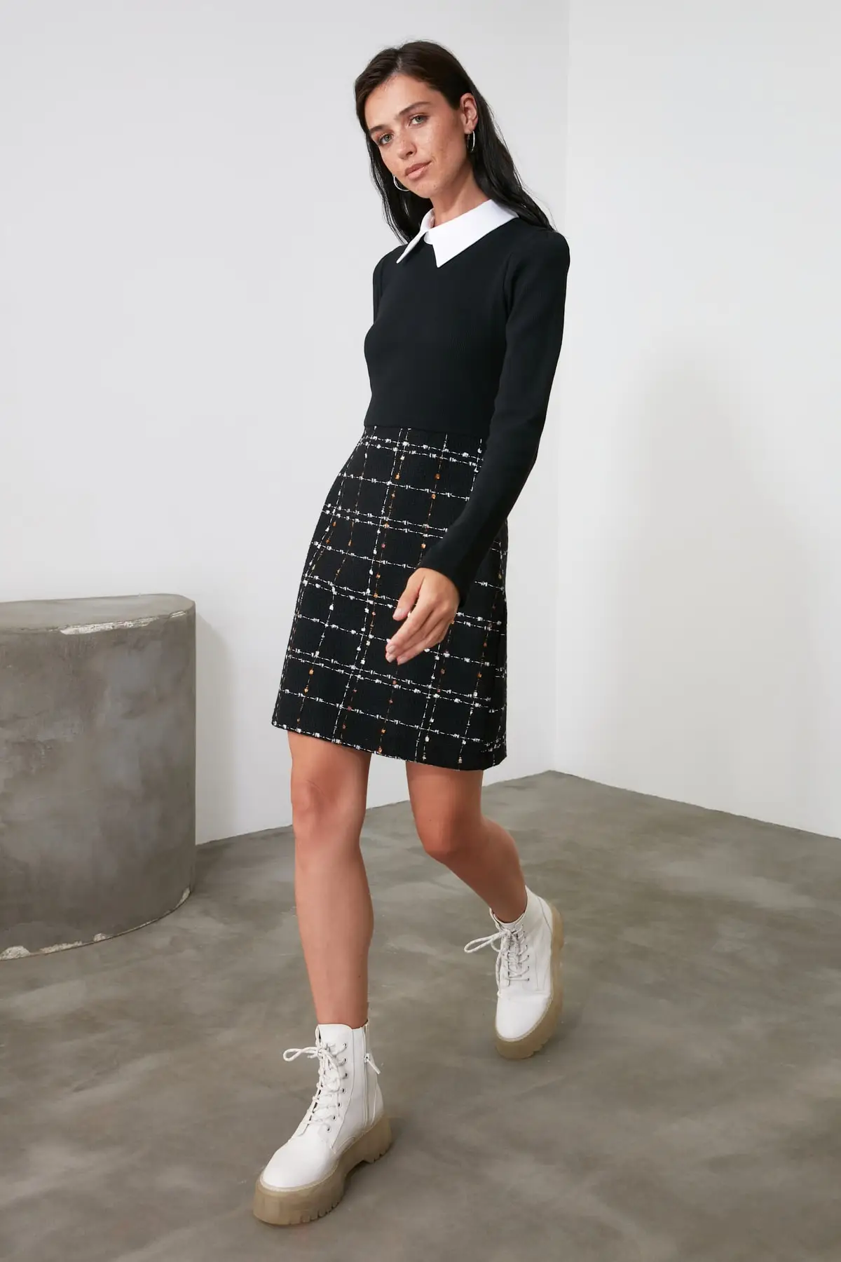 

Trendyol Tweed Shirt Collar Dress TWOAW21EL0454