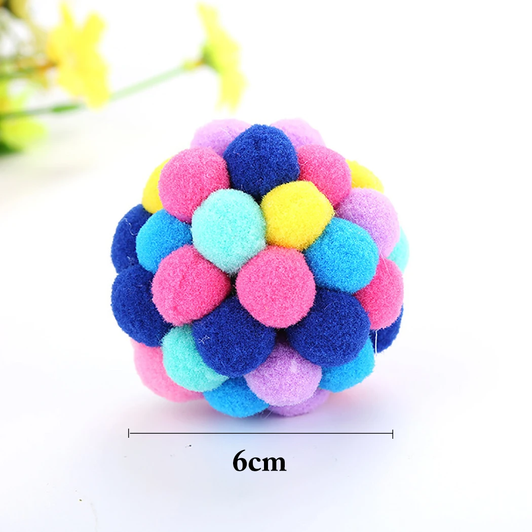 

2019 New 6pcs Pet Cat Toy Colorful Handmade Bells Bouncy Ball Built-In Catnip Interactive Toy Pet Cat Toys Dropshipping