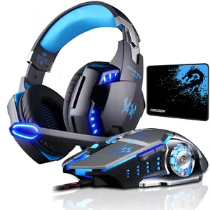 kotion each gaming headset deep bass stereo game headphone with microphone led light for ps4 pc laptopgaming mousemice pad free global shipping