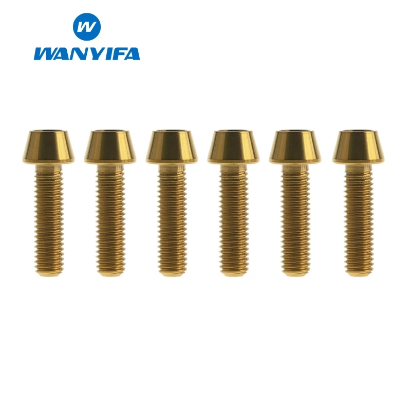 M5X18 gold Wanyifa M5x15 16 18 20 мм Титан/Ti болты для выноса руля для конической головки MTB велосипедные винты фиксированные болты велосипедные части - Цвет: M5X18 gold