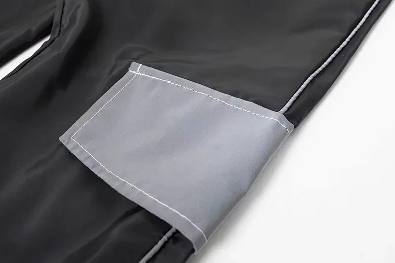 

2020 Spring Reflective Cargo Pants Women Casual Harajuku BF Reflective SweatPants Women Loose Solid Black Trousers Pocket