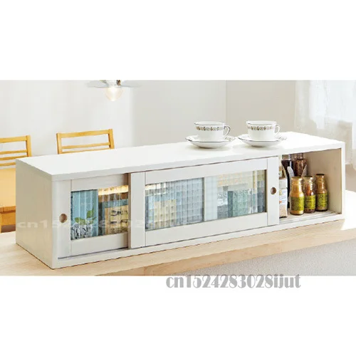 Японский боковой шкаф из массива дерева кухонный стол полка со стеклянной дверью