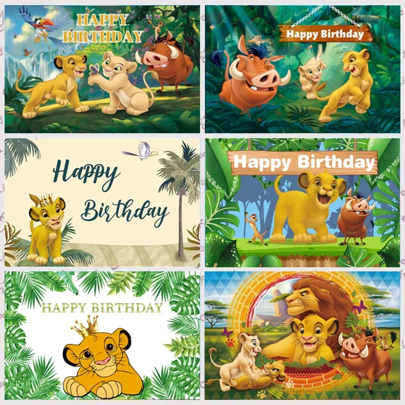 

Crown Lion Backdrops Safari Animal Jungle Princes Baby Shower Happy Birthday Party Photo Background Photography Booth Banner