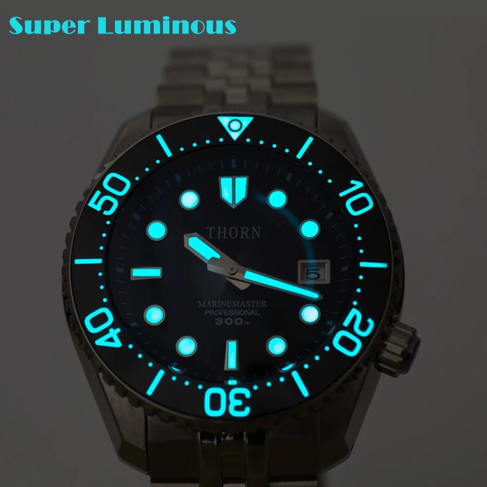 Buy THORN large MM NH35 movement automatic mechanical diving watch male water ghost 300 meters waterproof sports and leisure series on