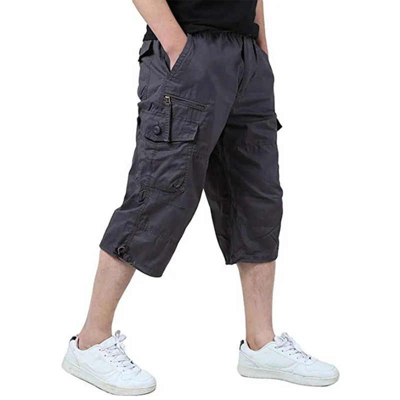 MJartoria Twill эластичные мужские шорты Карго повседневные тренировочные армейские военные мужские многокарманные до икры дышащие шорты