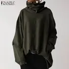Свитшот ZANZEA женский однотонный, Модный пуловер с высоким воротником и длинным рукавом, Повседневная Свободная уличная одежда, S7, зима-осень