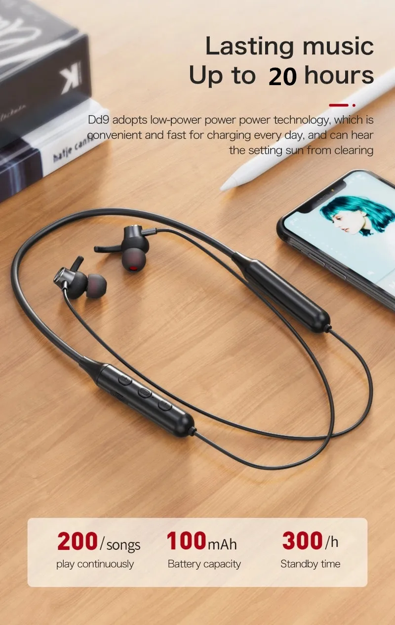 Беспроводные наушники Bluetooth hifi стерео гарнитура магнитные с шейным ремешком