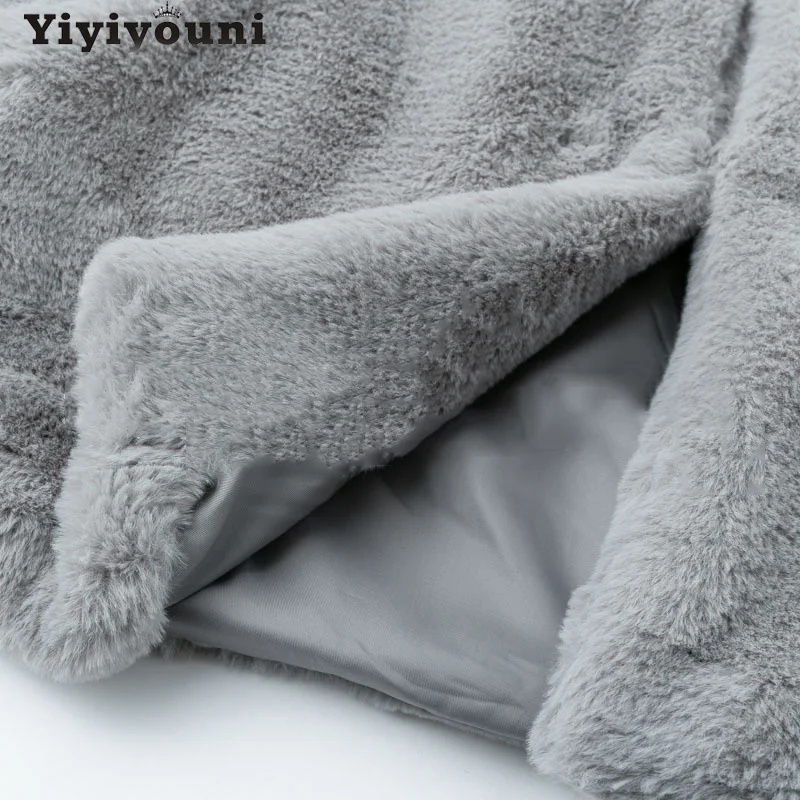 

Yiyiyouni Winter Warm Faux Fur Long Jacket Women Thick Long Sleeve Lapel Cardigan Women Casual Soft Plush Fur Coats Female 2020