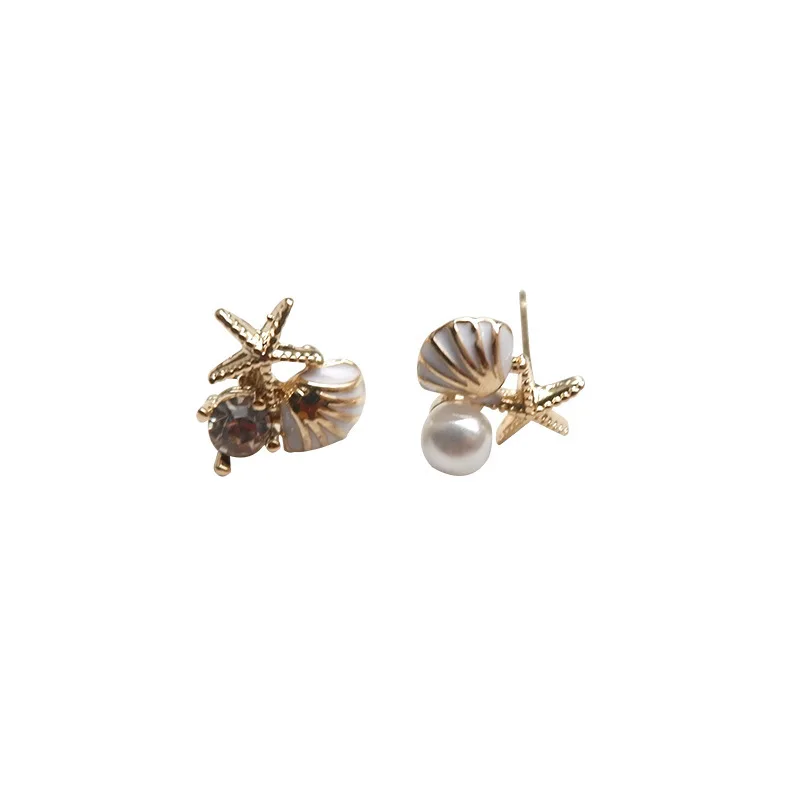 

Bohemian Style New Design Shell Starfish Jewelry Party Gift Wholesale Vintage Alloy Shell Conch Earring for Women