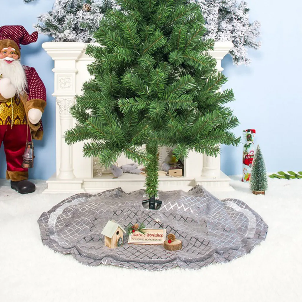 90 см серебряная клетчатая юбка с принтом рождественской елки добавить