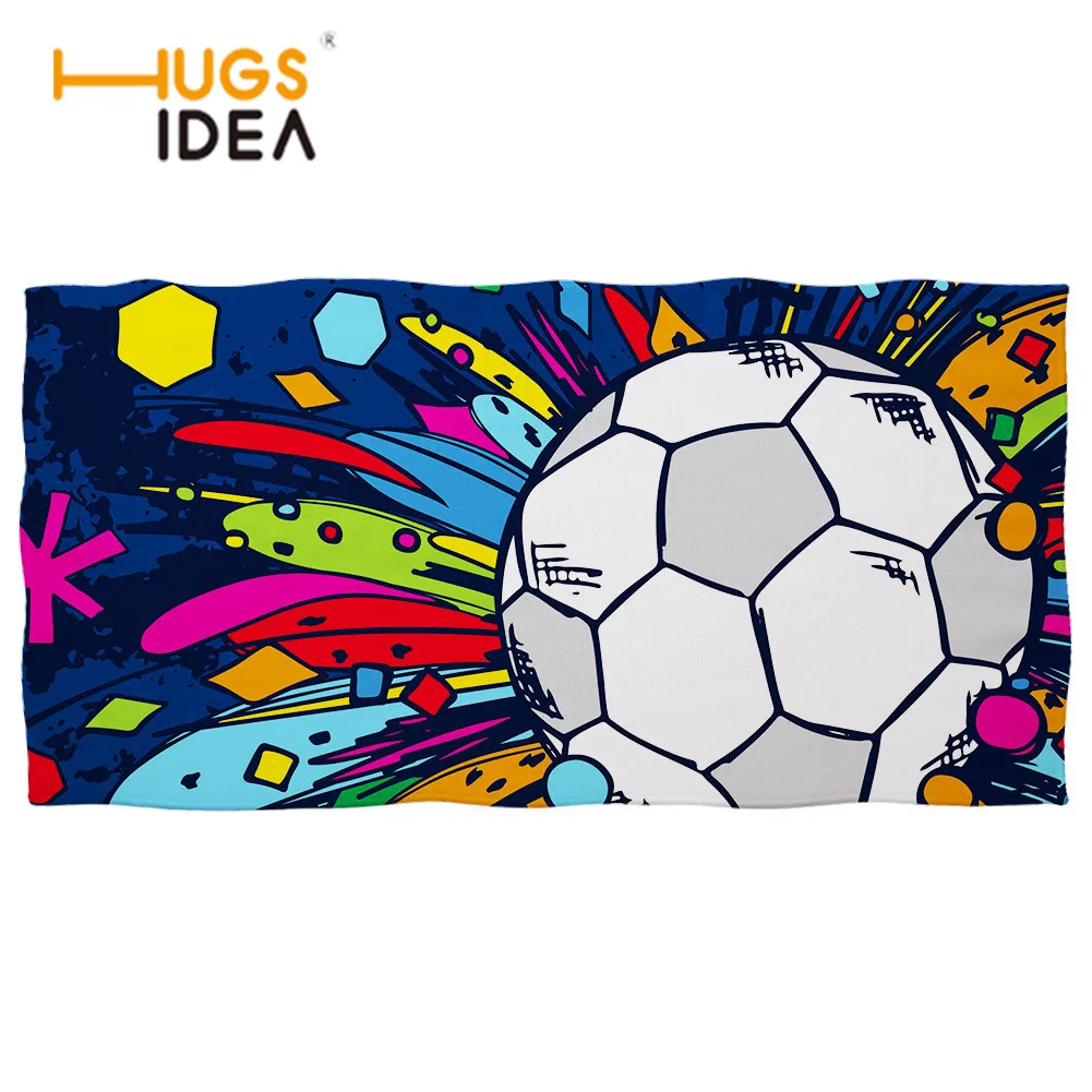 

HUGSIDEA Football Pattern Print Bath Towel for Adult Children Comfortable Female Beach Swimming Towel Home Shower Towel Toalla