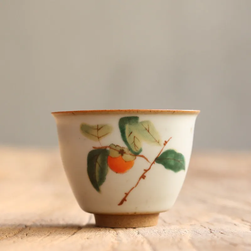 Фарфоровая Ручная роспись Камелия хурма кунг-фу кружка для воды традиционная