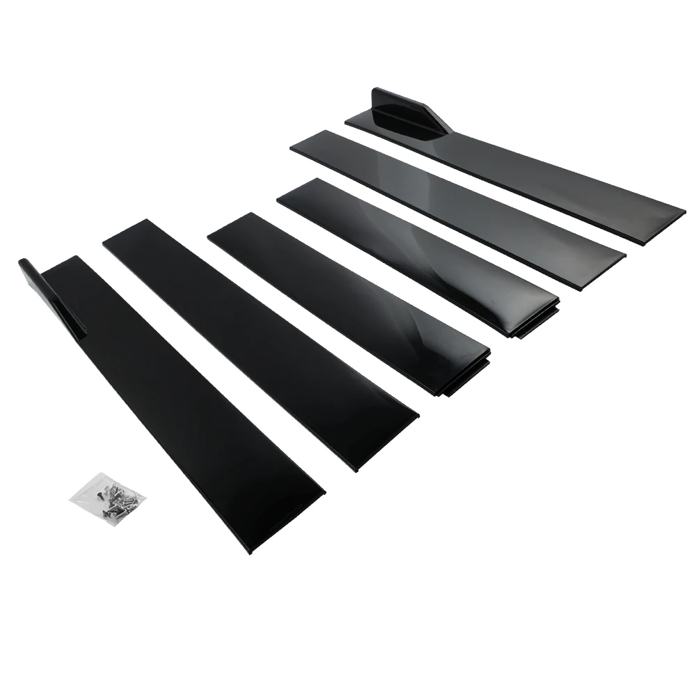 

Auto Accessories 6Pcs Glossy Black Universal Car Side Skirt Extension Rocker 2.2M 86'' Splitters Diffuser Lips Side Skirt