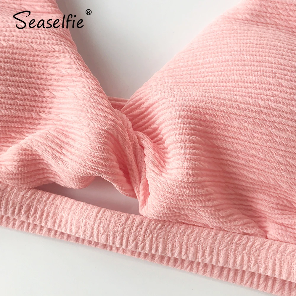 Привлекательные розовые и темно синие комплекты бикини SEASELFIE с заниженной талией