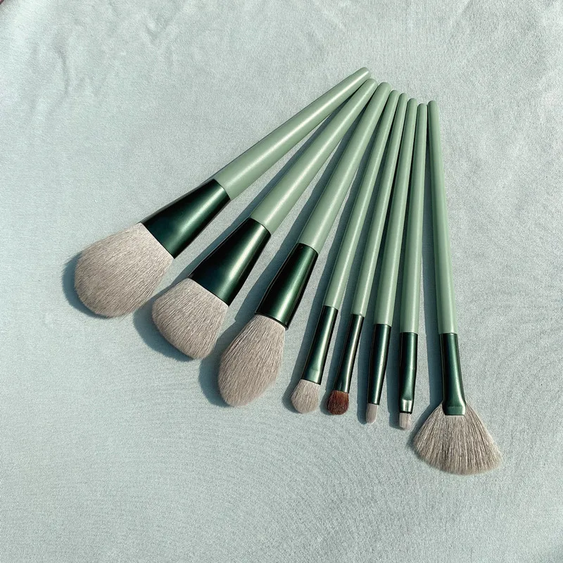 

8Pcs Make Up Brushes Set Pink Green Silver Color For Costmetic Power Eyeshadow highlighter Brush Beauty Make Up ToolsFoundation