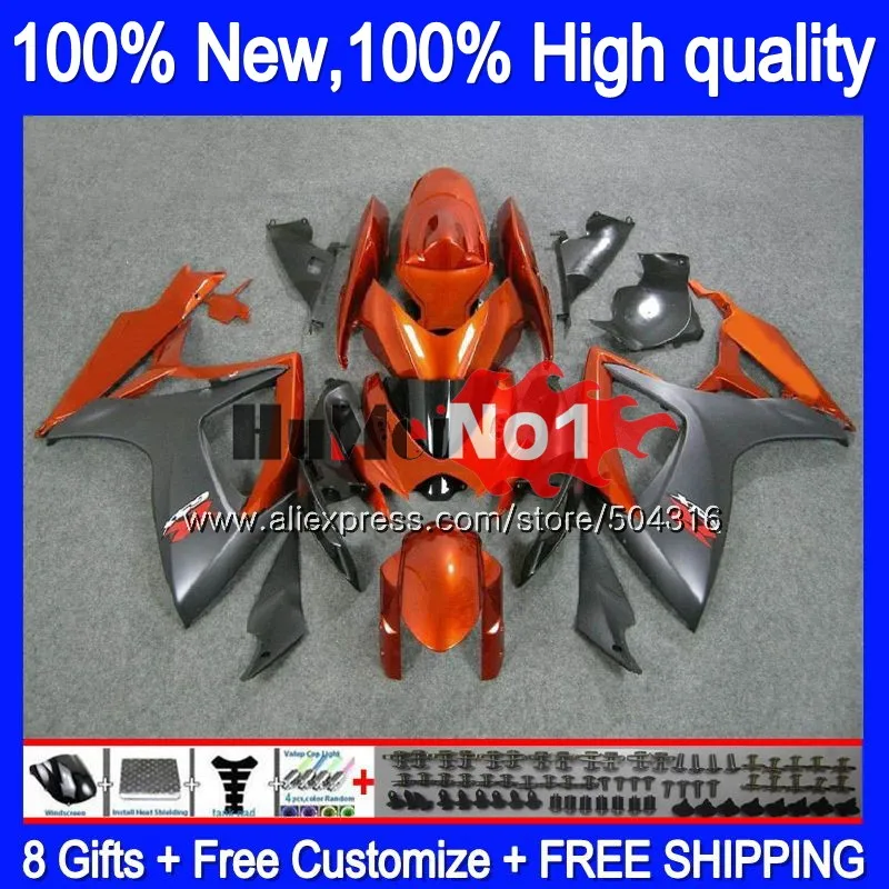 

Body For SUZUKI GSX R600 GSX-R750 GSXR 600 750 CC 06 07 2006 2007 16MC.17 GSXR-600 K6 GSXR600 GSXR750 06 07 Fairing Orange grey