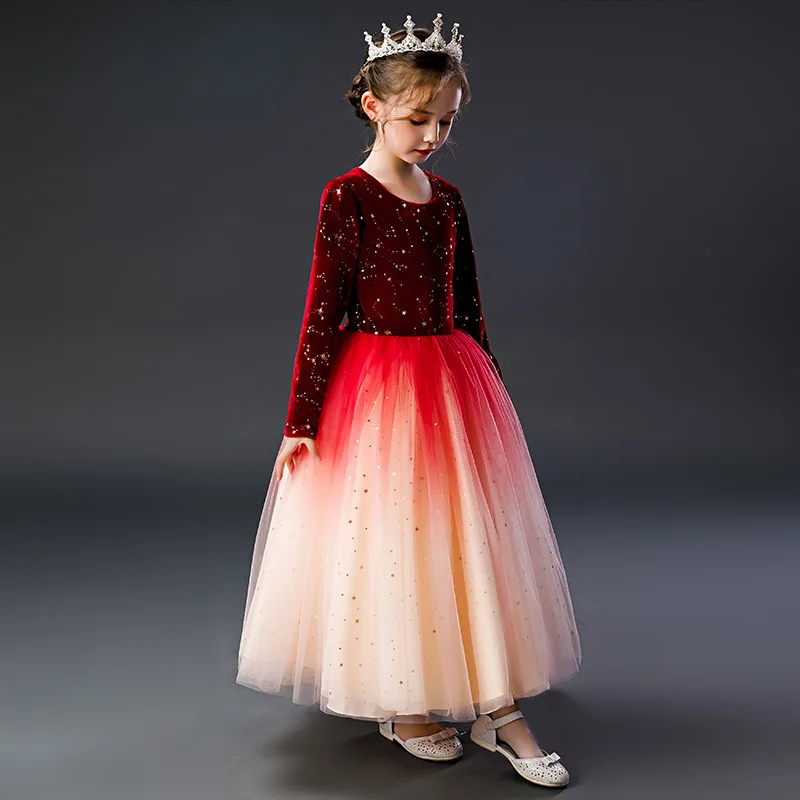 Вечернее и свадебное платье для девочек принцессы с длинным рукавом | Детская