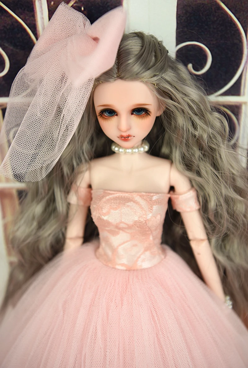 

Pink Wedding Dress With Veil For 45-50cm XINYI 1:4 Dolls Accessories Evening Gown Party Dresses Clothes for 1/4 Dollhouse Toys